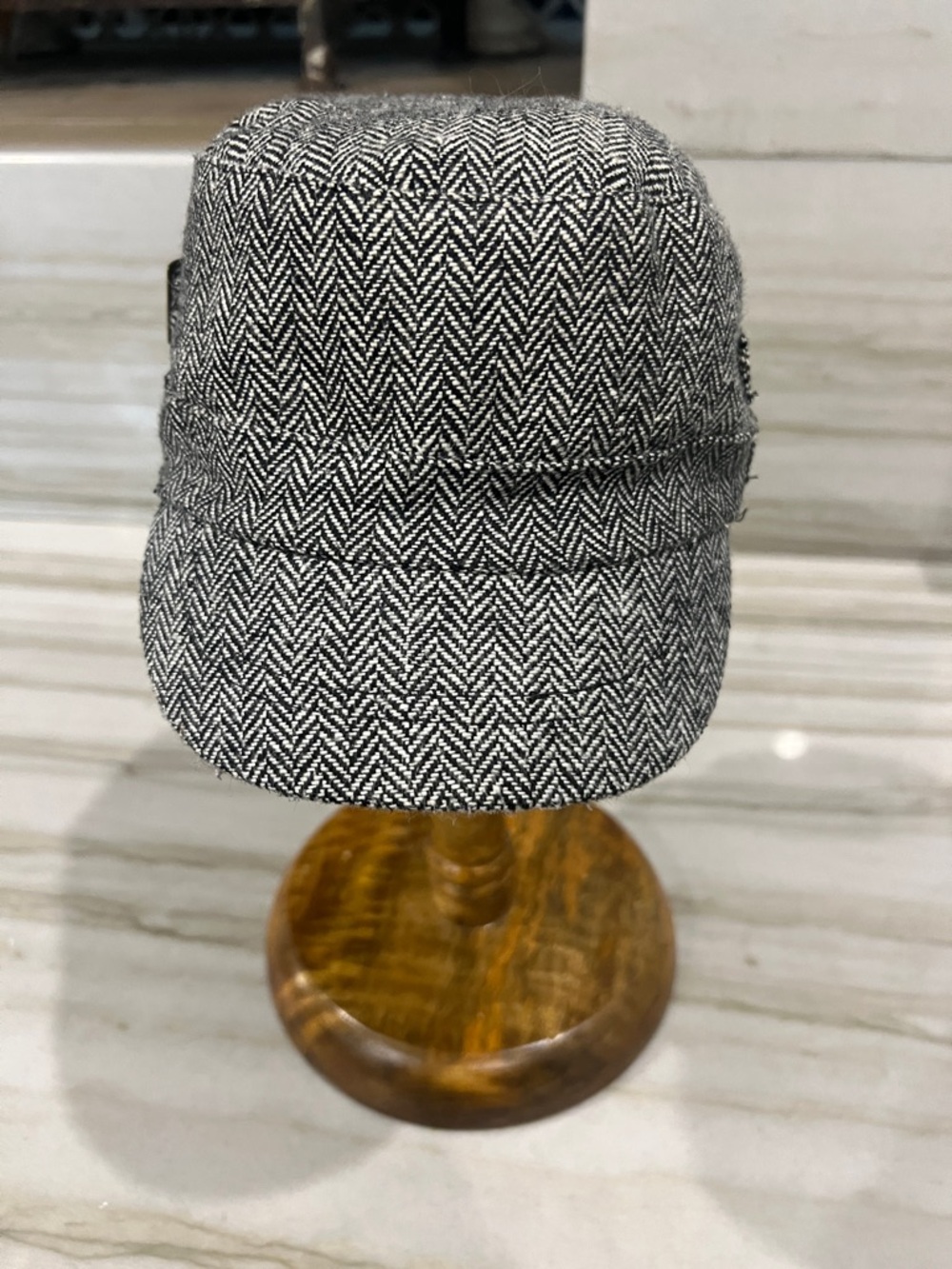 Black & White Herringbone Cadet Cap